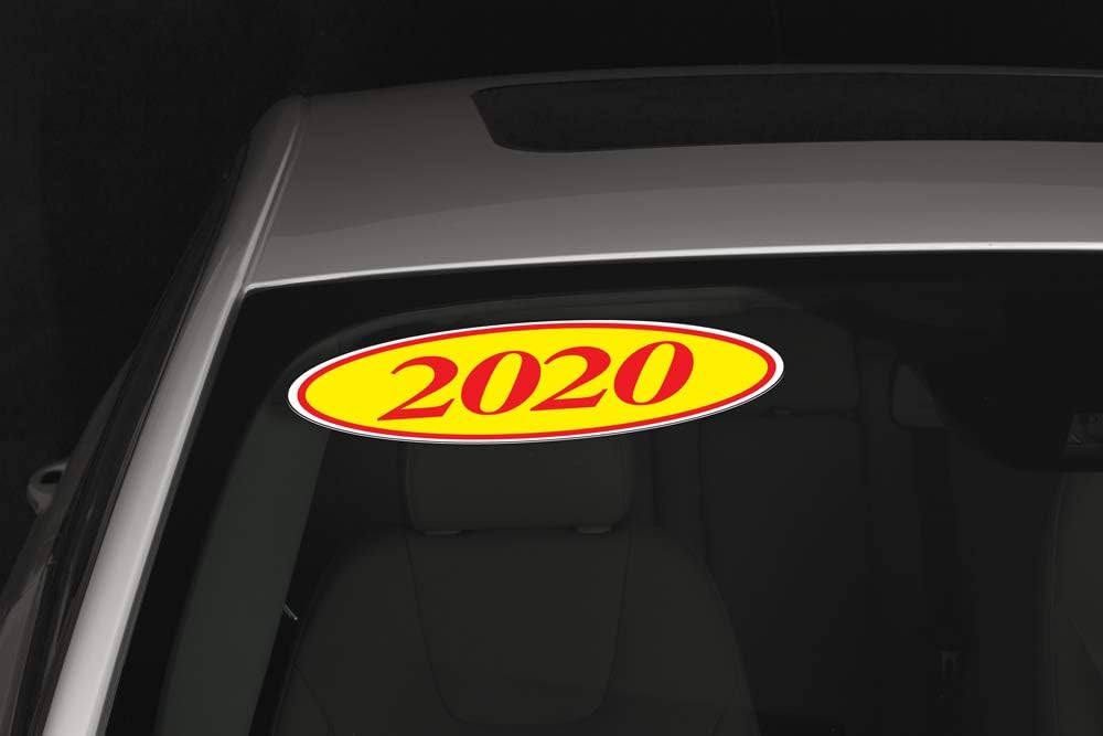 Windshield Year Stickers (Red on Yellow)-  1 Dozen Each Year